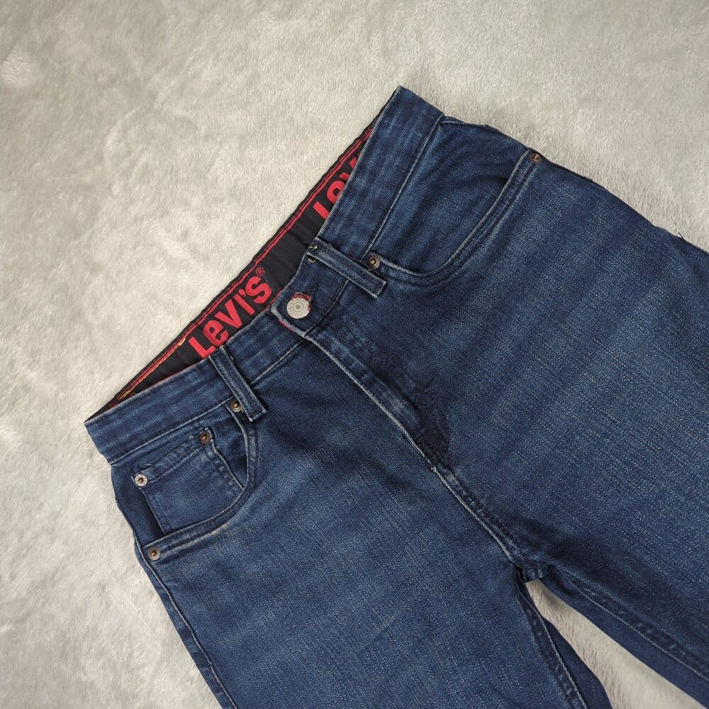 Levis 514 Slim Straight Jeans Boys 14 Reg Dark Wash Stretch Logo Waistband